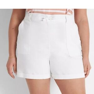 Lane Bryant Rolled Hem Drawstring Shorts, White, 22/24